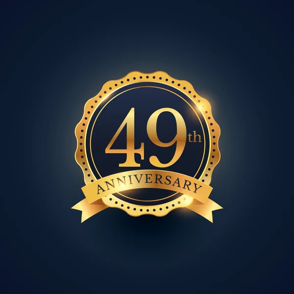 49 évforduló ünneplés jelvény címke-arany színű — Stock Vector
