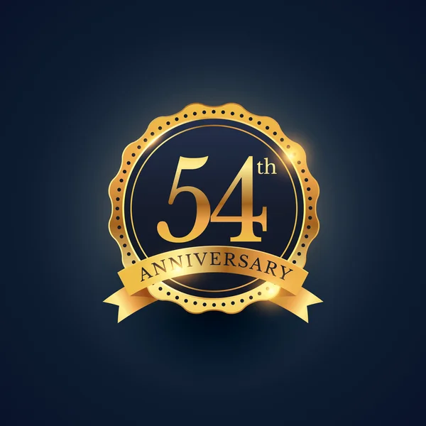 Étiquette de badge de célébration 54e anniversaire en couleur dorée — Image vectorielle
