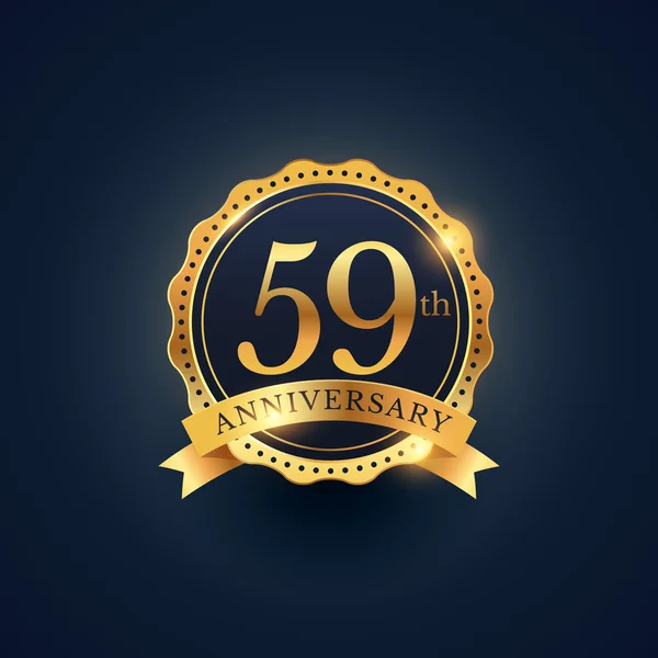 59η επέτειο εορτασμού σήμα ετικέτα σε χρυσό χρώμα — Διανυσματικό Αρχείο