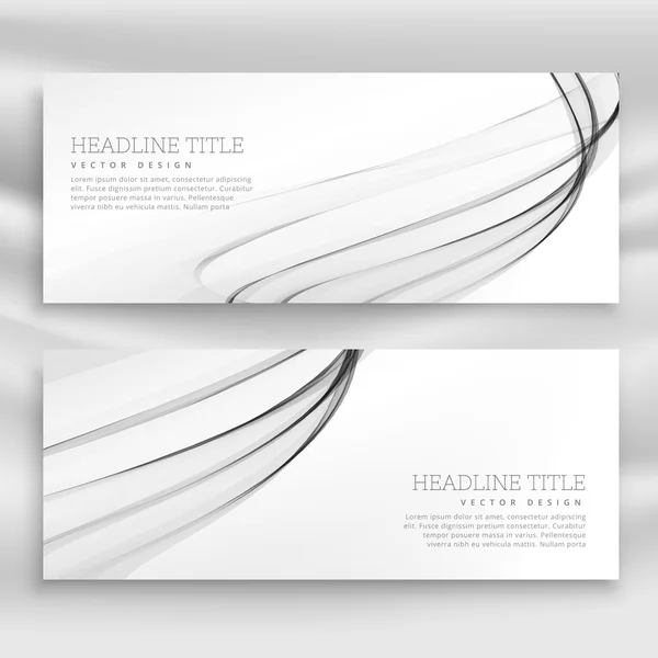 Grijze golvende banners sjabloon set — Stockvector