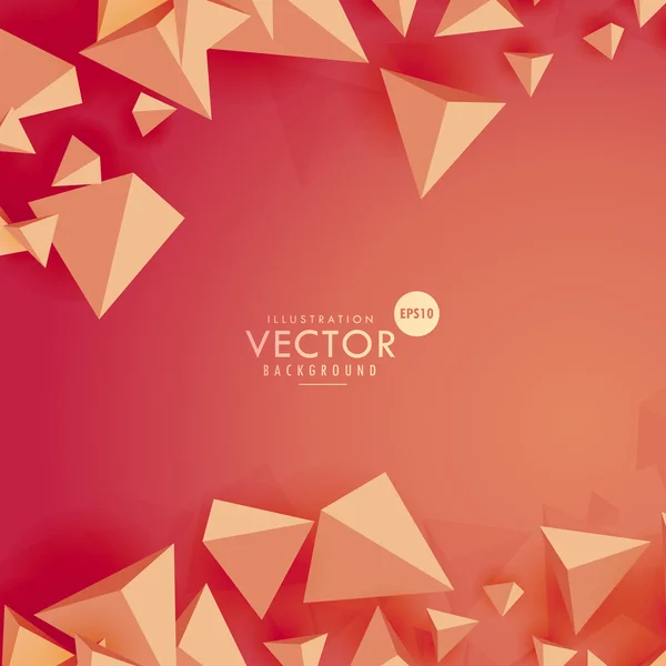 Abstracto 3d triángulo fondo sobre fondo rojo — Vector de stock
