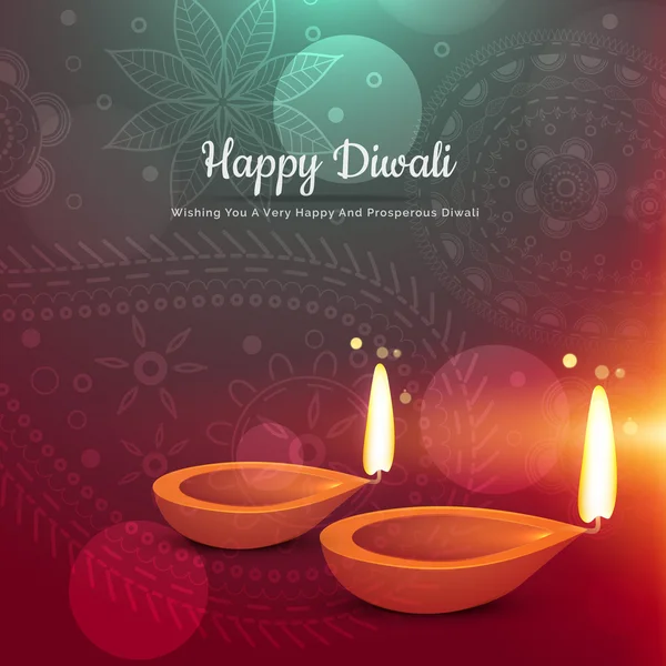 Belle carte de voeux diwali diya heureux — Image vectorielle