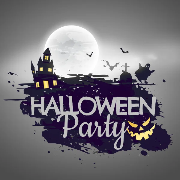 Halloween fête arrière-plan avec château et lune — Image vectorielle
