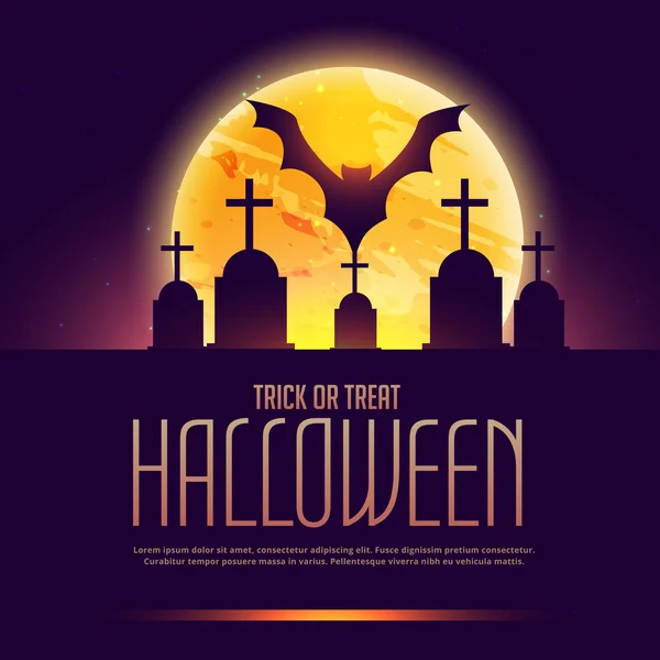 creepy halloween background with grave and bat