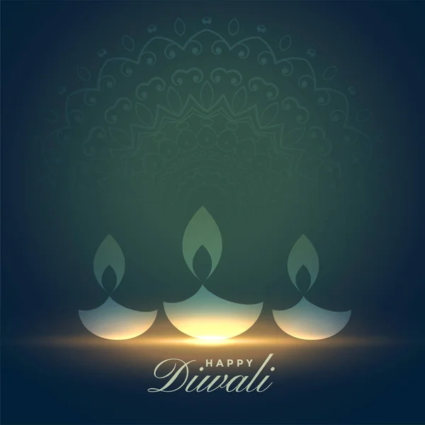 Artístico Feliz Diwali Brillante Diya Fondo Diseño — Archivo Imágenes Vectoriales