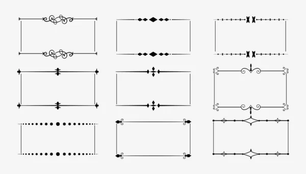 Decoratieve Vintage Bloemen Frames Set Van Negen — Stockvector