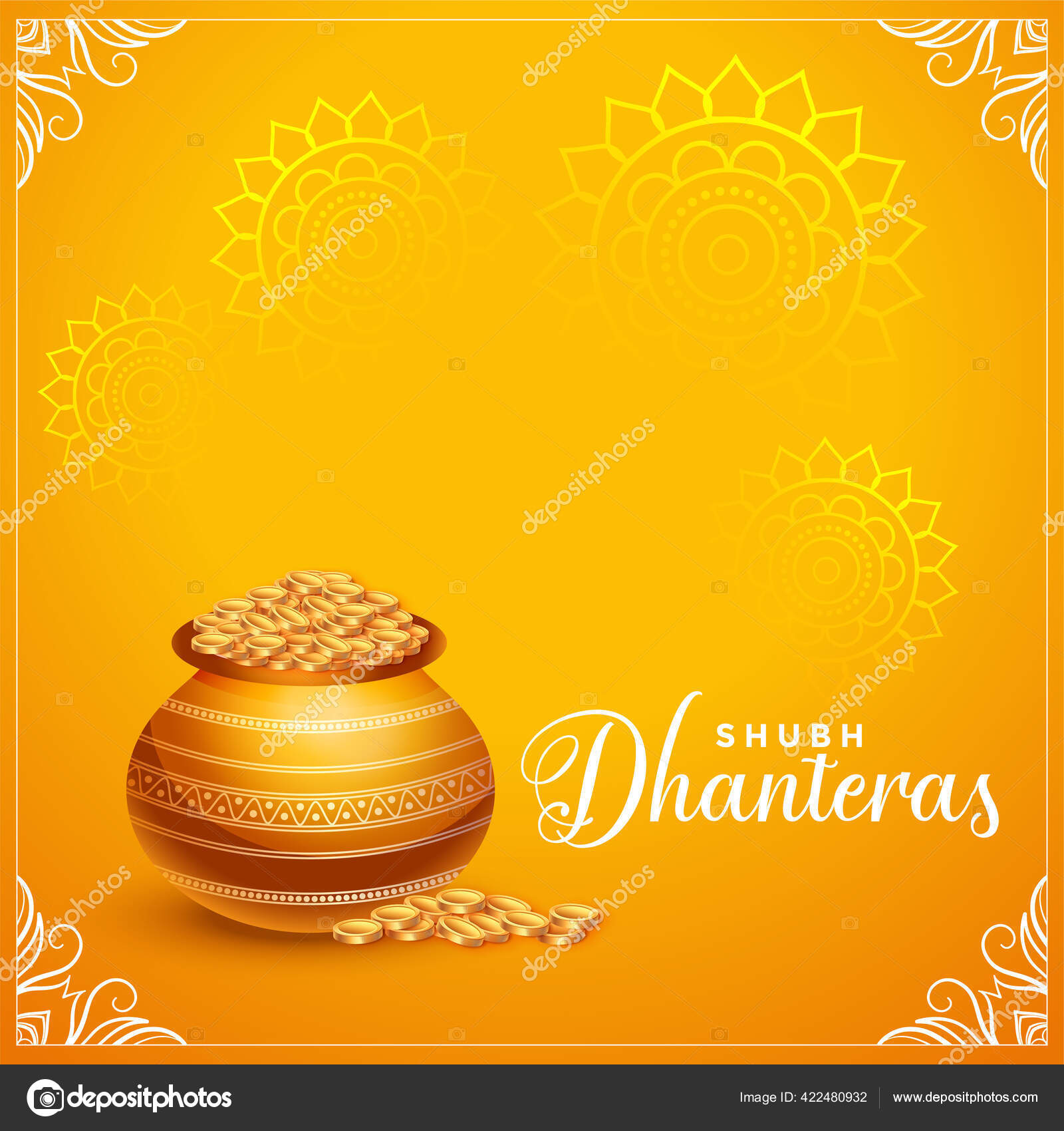 Happy Dhanteras Golden Card Decorative Background Design Stock Vector Image  by ©StarLine #422480932