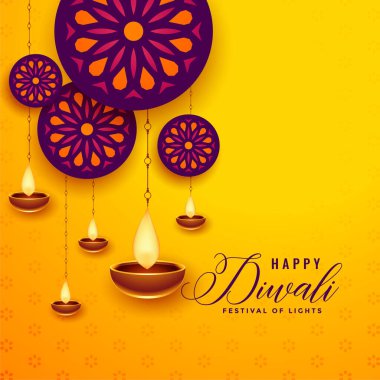 Dekoratif mutlu diwali tebrik kartı.