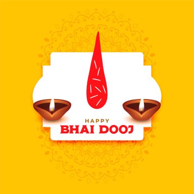 Mutlu bhai dooj selamı tilak ve diya arkaplan vektörü