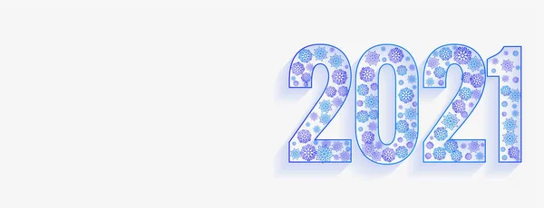 New Year 2021 Number Made Snow Flakes — Stock Vector