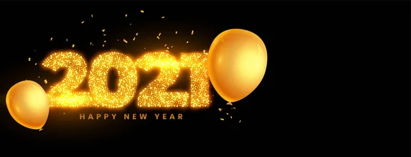 Nouvel Créatif 2021 Éclat Doré Avec Ballon — Image vectorielle