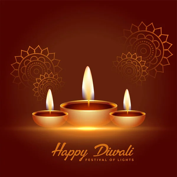 Heureux Fond Célébration Diwali Avec Décoration Diya — Image vectorielle