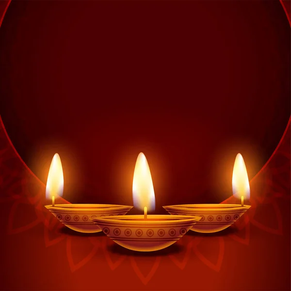 Happy Diwali Achtergrond Met Diya Tekst Ruimte — Stockvector