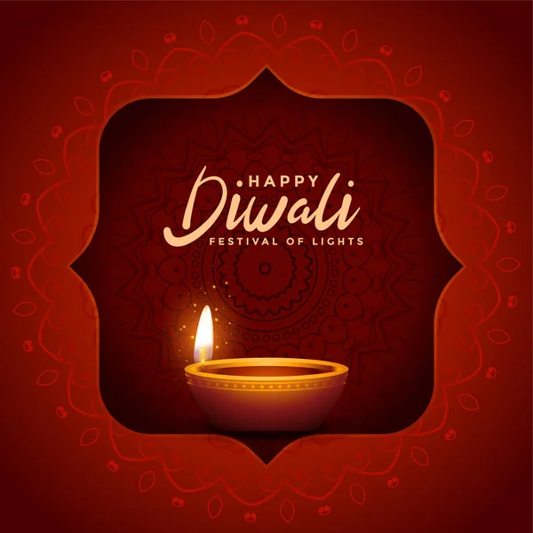Style Indien Heureux Diwali Rouge Fond Brillant — Image vectorielle