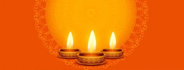 Όμορφο Happy Diwali Banner Diya Και Χώρο Κειμένου — Διανυσματικό Αρχείο