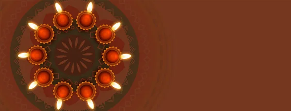 Diwali Festivali Için Diya Rangoli Tasarımı — Stok Vektör