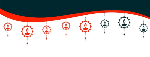 Šťastný Diwali Festival Diya Dekorace Banner Design — Stockový vektor