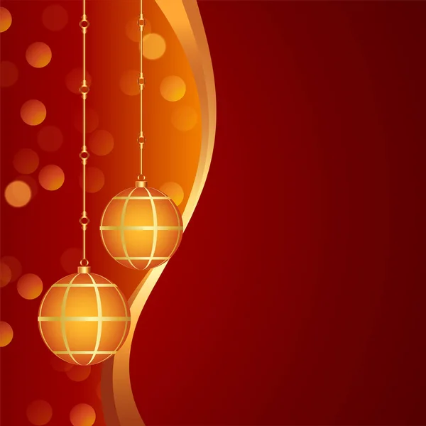 Feliz Natal Fundo Com Bugigangas Bokeh Luzes — Vetor de Stock