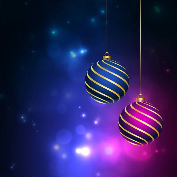 Glanzend Vrolijk Kerstmis Achtergrond Met Kerstballen Decoratie — Stockvector