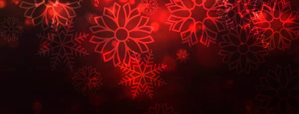 Copos Nieve Rojos Bandera Brillante Para Feliz Navidad — Archivo Imágenes Vectoriales