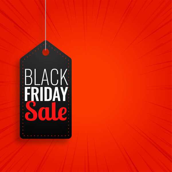 black friday sale hanging tag on red background