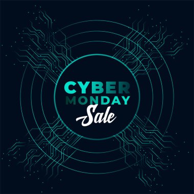 Modern teknoloji arka planında siber pazartesi indirimi 