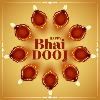 diya dekorasyon vektörüyle mutlu bhai dooj arkaplanı