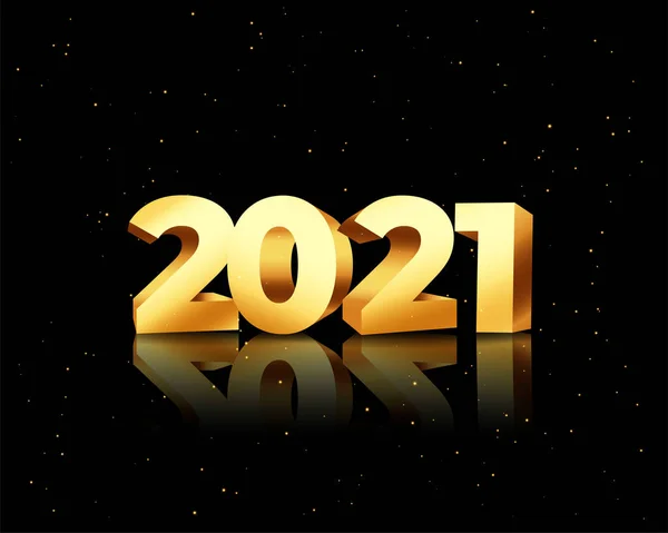 2021 New Year Golden Text Black Background — Stock Vector
