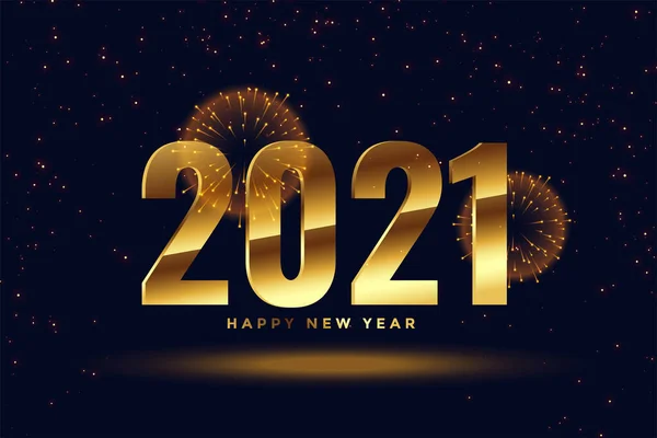 2021 Happy New Year Golden Celebration Fireworks Background — Stock Vector