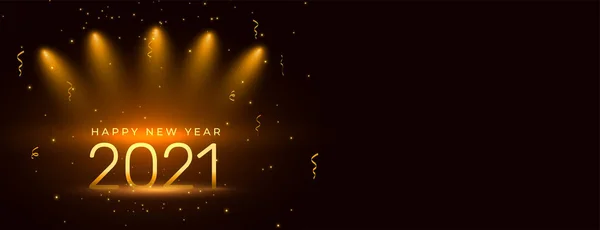 2021 Feliz Año Nuevo Diseño Banner Celebración Con Confeti — Archivo Imágenes Vectoriales