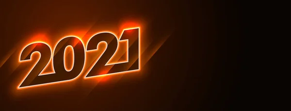 2021 Szczęśliwego Nowego Roku Błyszczący Neon Banner Design — Wektor stockowy