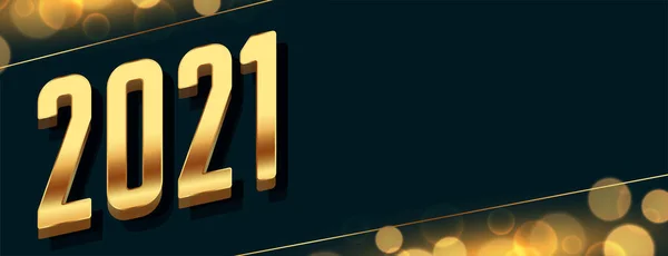Golden 2021 Happy New Year Shiny Banner Design — Stock Vector