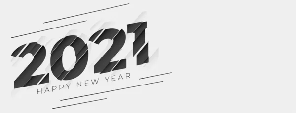 Abstract 2021 Happy New Year Banner Papercut Style — Stock Vector
