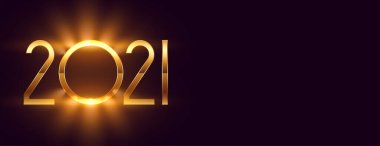 Parlayan altın rengi yeni yıl 2021 siyah üzerine