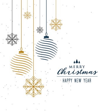 Toplar ve kar taneleri süslemeli Noel arkaplanı