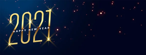 Frohes Neues Jahr 2021 Mit Goldenem Leuchten Auf Blau — Stockvektor