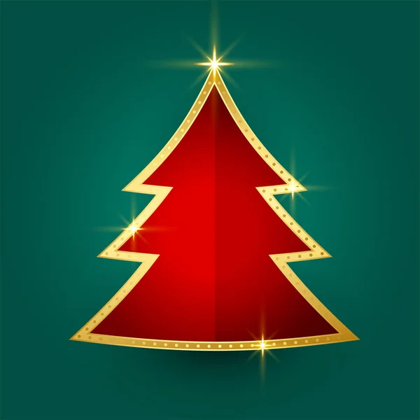 Hermoso Árbol Navidad Brillante Dorado Diseño Tarjetas Felicitación — Archivo Imágenes Vectoriales