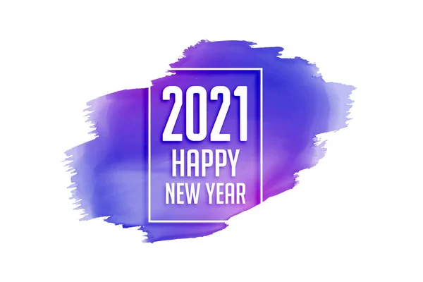 Szczęśliwego Nowego Roku 2021 Projekt Karty Akwarelowej — Wektor stockowy