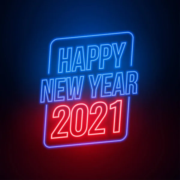 Estilo Neón Feliz Año Nuevo 2021 Diseño Fondo — Vector de stock