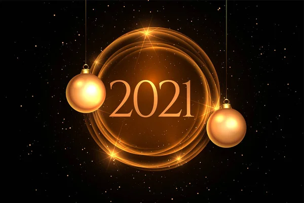 Feliz Año Nuevo 2021 Tarjeta Con Bolas Navidad — Archivo Imágenes Vectoriales