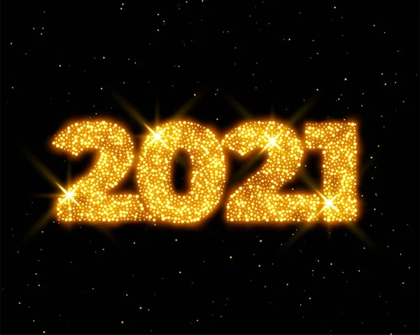 Brillos Oro Año Nuevo 2021 Diseño Fondo — Archivo Imágenes Vectoriales