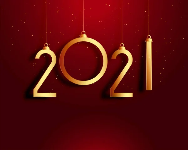 Gelukkig Nieuwjaar 2021 Rood Goud Kaart Ontwerp — Stockvector