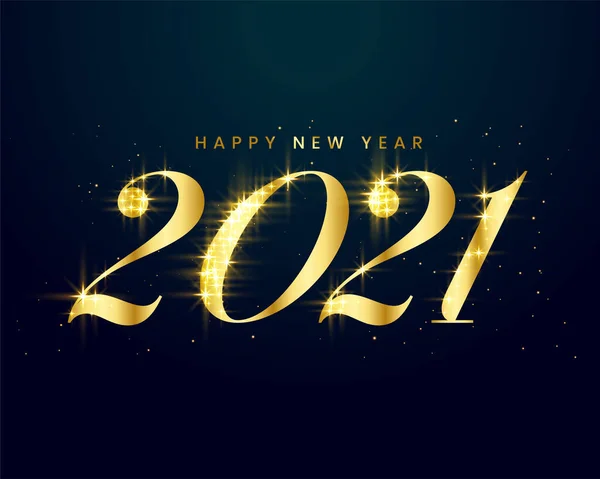 Gouden 2021 Nieuwjaarskaart Ontwerp Met Sprankelingen — Stockvector