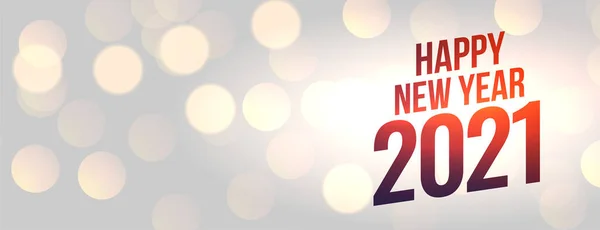 Feliz Año Nuevo 2021 Banner Ancho Diseño Estilo Bokeh — Vector de stock