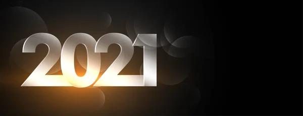 2021 Brillante Feliz Año Nuevo Negro Banner Diseño — Archivo Imágenes Vectoriales