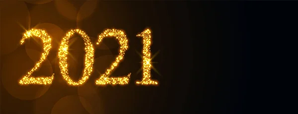 輝く2021ハッピーニューイヤーお祝いバナーデザイン — ストックベクタ