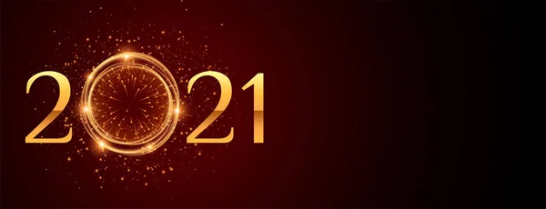幸せな新年のための2021黄金の輝くバナー — ストックベクタ