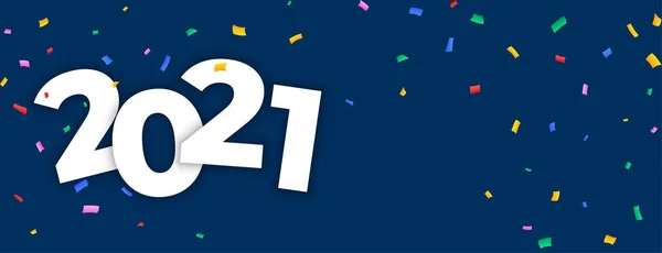 2021 Celebración Confeti Feliz Año Nuevo Banner — Vector de stock
