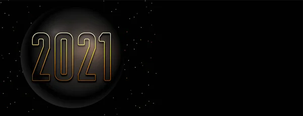 Preto Dourado Feliz Ano Novo 2021 Banner Design — Vetor de Stock