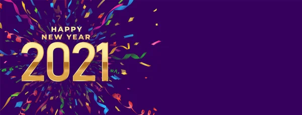 2021 Święto Szczęśliwego Nowego Roku Banner Confetti — Wektor stockowy